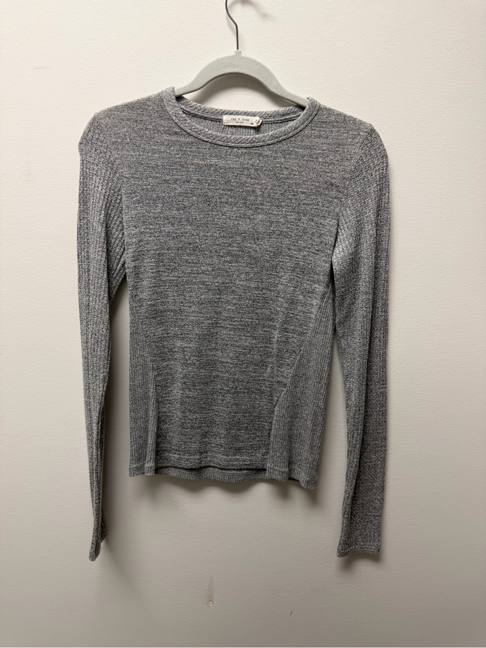 rag & bone Heather Gray Ribbed Long-Sleeve Tee